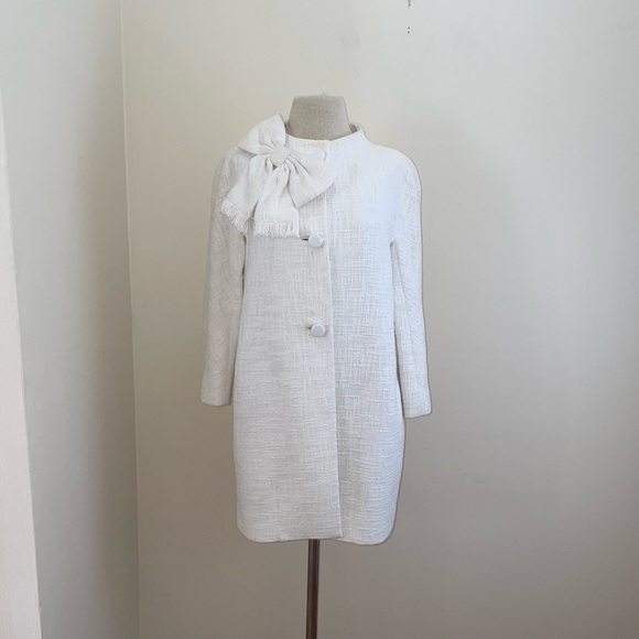 Kate Spade $548 White New York Dorothy Bow Front Tweed Coat Size 6 Small - Picture 2 of 16